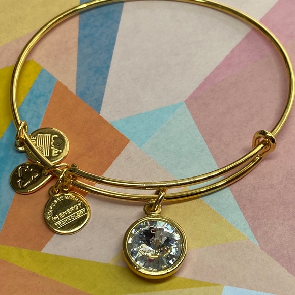 Alex and Ani Jewelry - Alex and Ani Shiny Gold April Diamond Like Bangle